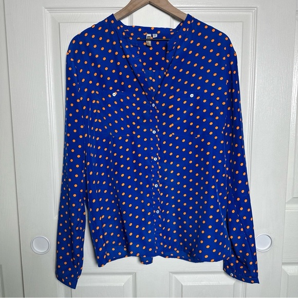 Kut from the Kloth Tops - KUT For The Kloth XL Women's Button Down Long Sleeve Shirt-Polka Dot Office